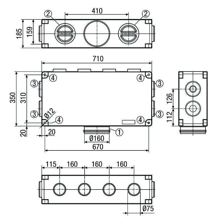 Luftverteilkasten 125 mm Kst