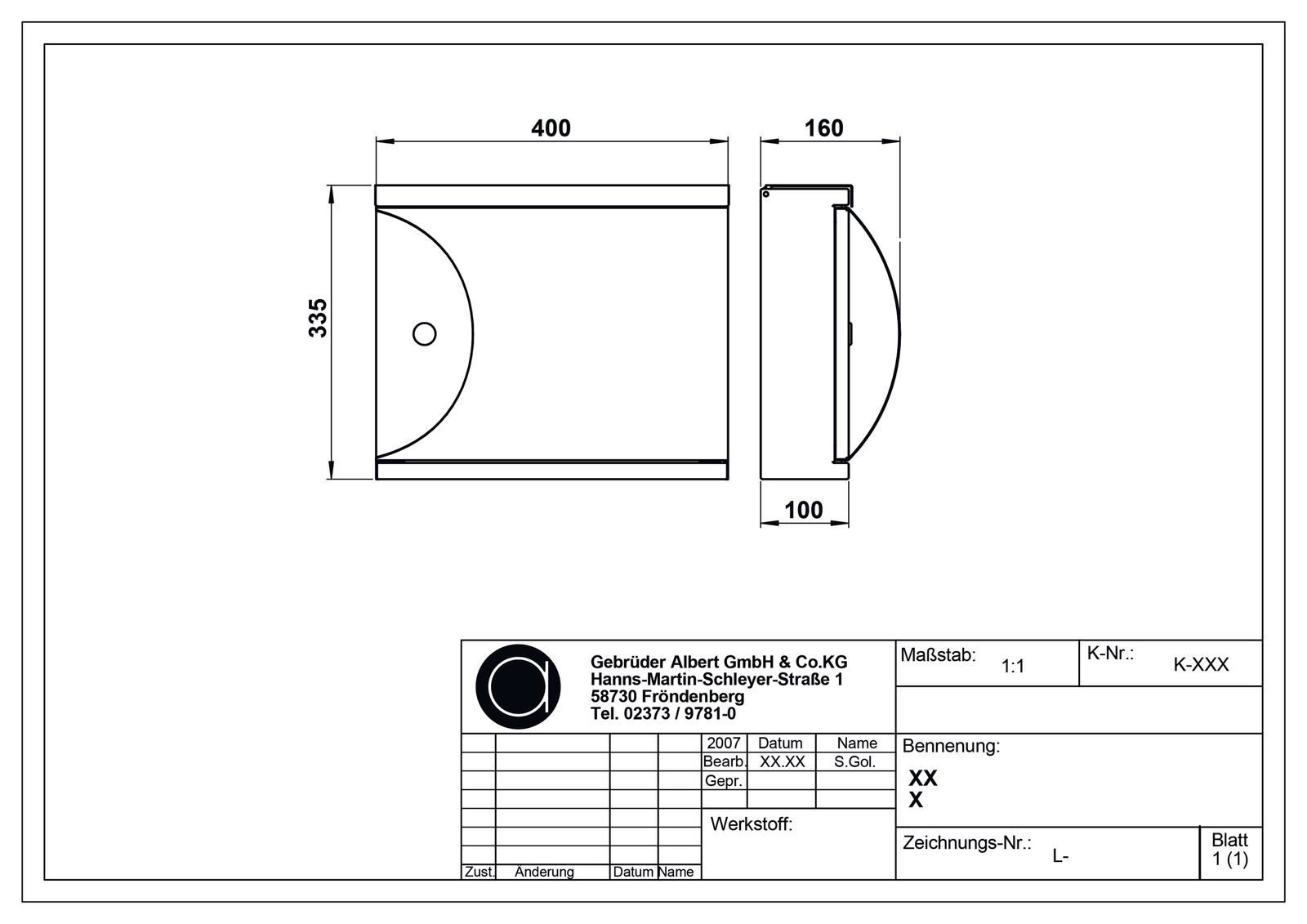 Briefkasten Typ Nr. 0789 AP 1f Edst Mit Zeitungsfach 335x400x160mm