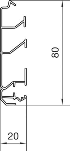Sockelleistenkanal UT H80mm Kst 2trennw sw hfr