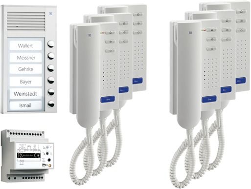 Türsprech-Set Bus 6xTeiln AP/AP si ws 1LS Aufputz/Aufputz