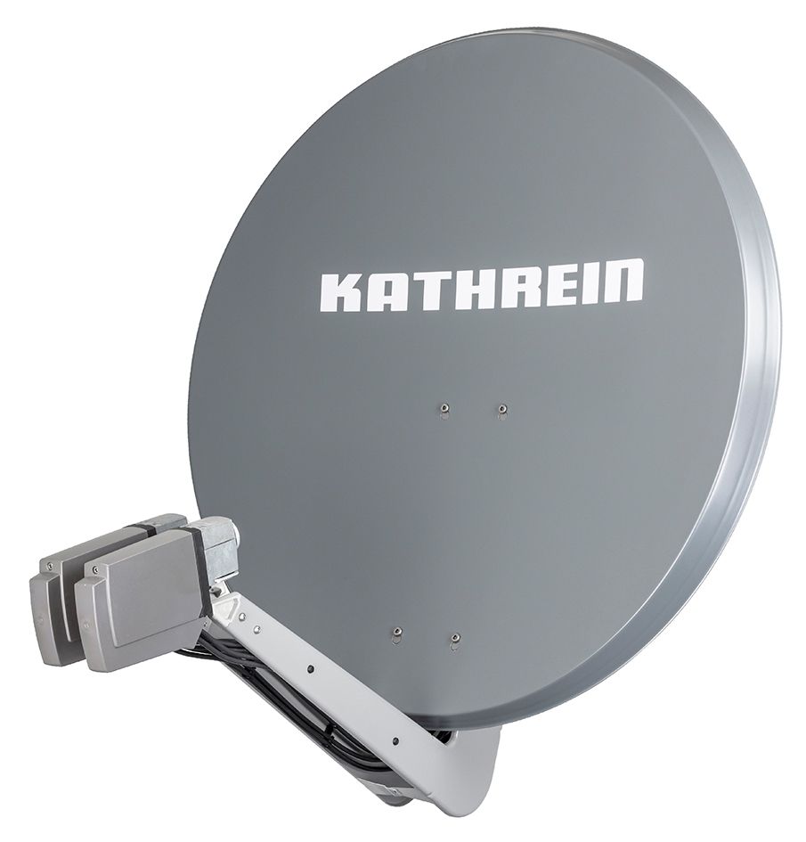 Satellitenantenne Alu 90cm graphit ST m.Masth spez.LNB-Aufn Multifeed offset