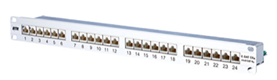 Patchpanel 24Ports 1HE Cat6A Schirm 19Zoll-Einbau 44,45x482,6x103,3mm