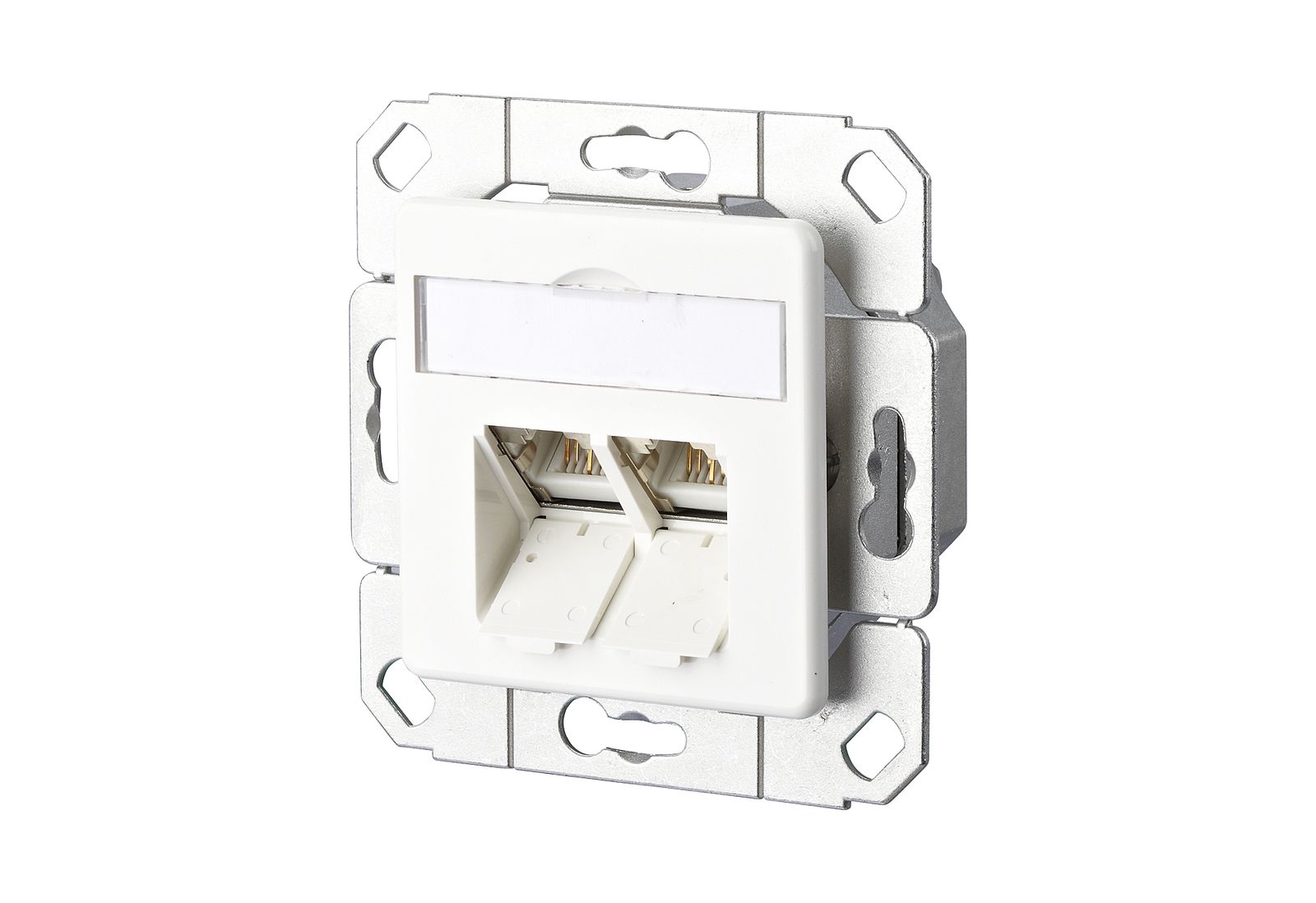 Anschlussdose Cat6A rws 2xRJ45 Kanaleinb Bodentank/Unterflur RAL9010 schräg LSA