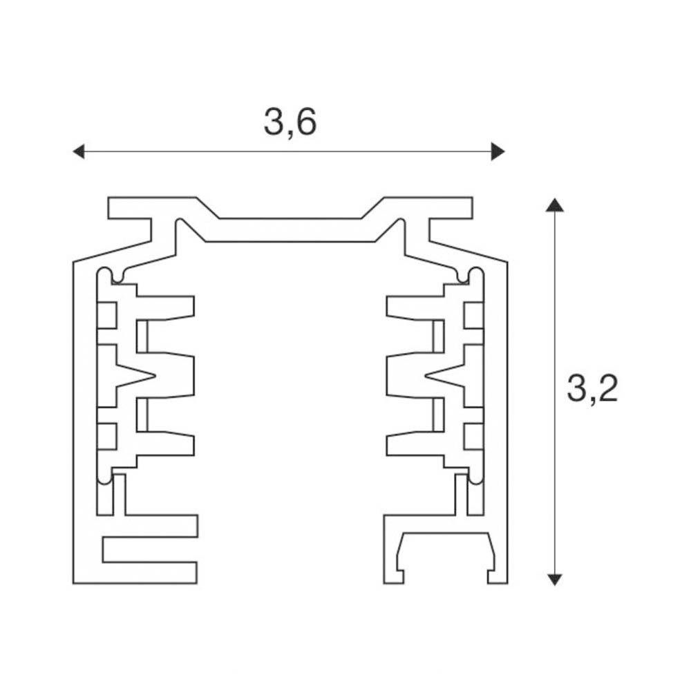 Stromschiene 3ph 2000mm gr 230V Alu 36x32mm rechteck