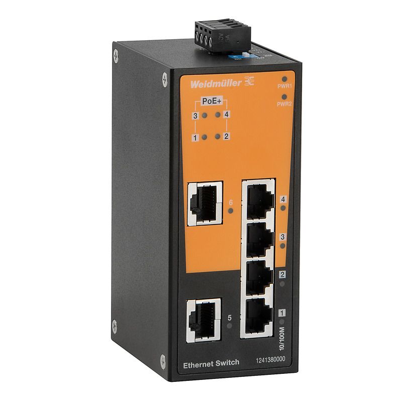 Switch Hutschiene 802.3 at (PoE+) 2x10/100Mbps 4weitere