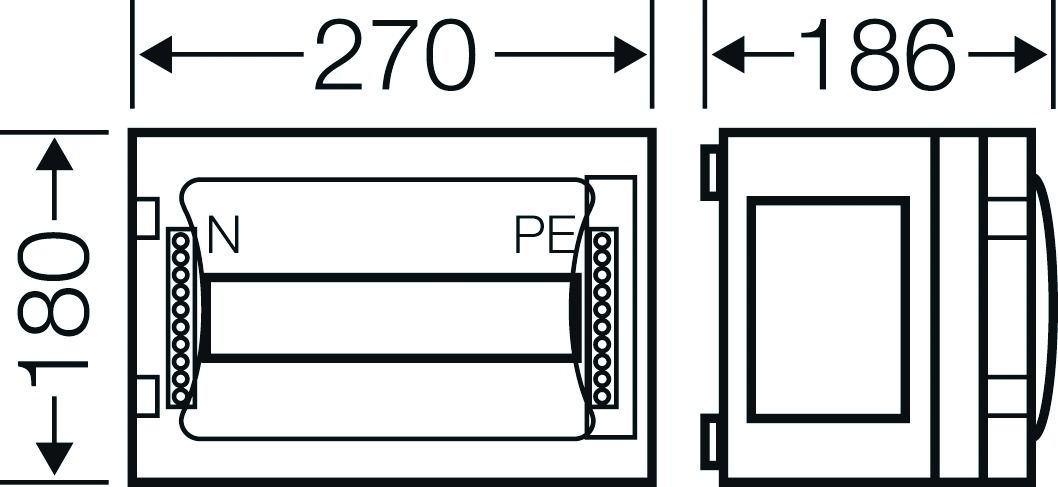 Kleinverteiler AP 1x12TE Kst IP65 ET93mm 276x253x186mm REG