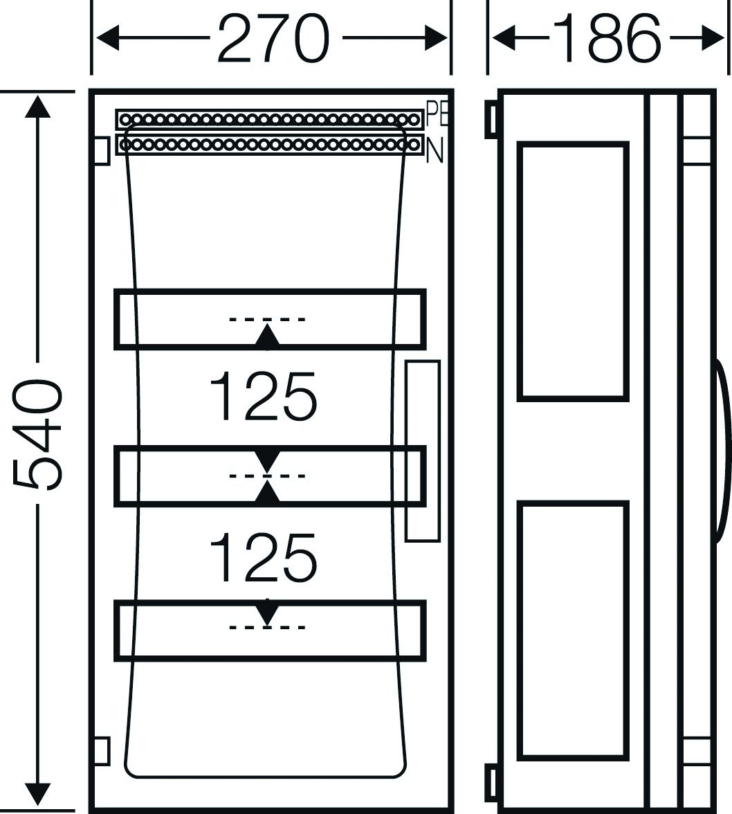 Kleinverteiler AP 3x12TE Kst IP65 ET93mm 276x546x186mm REG