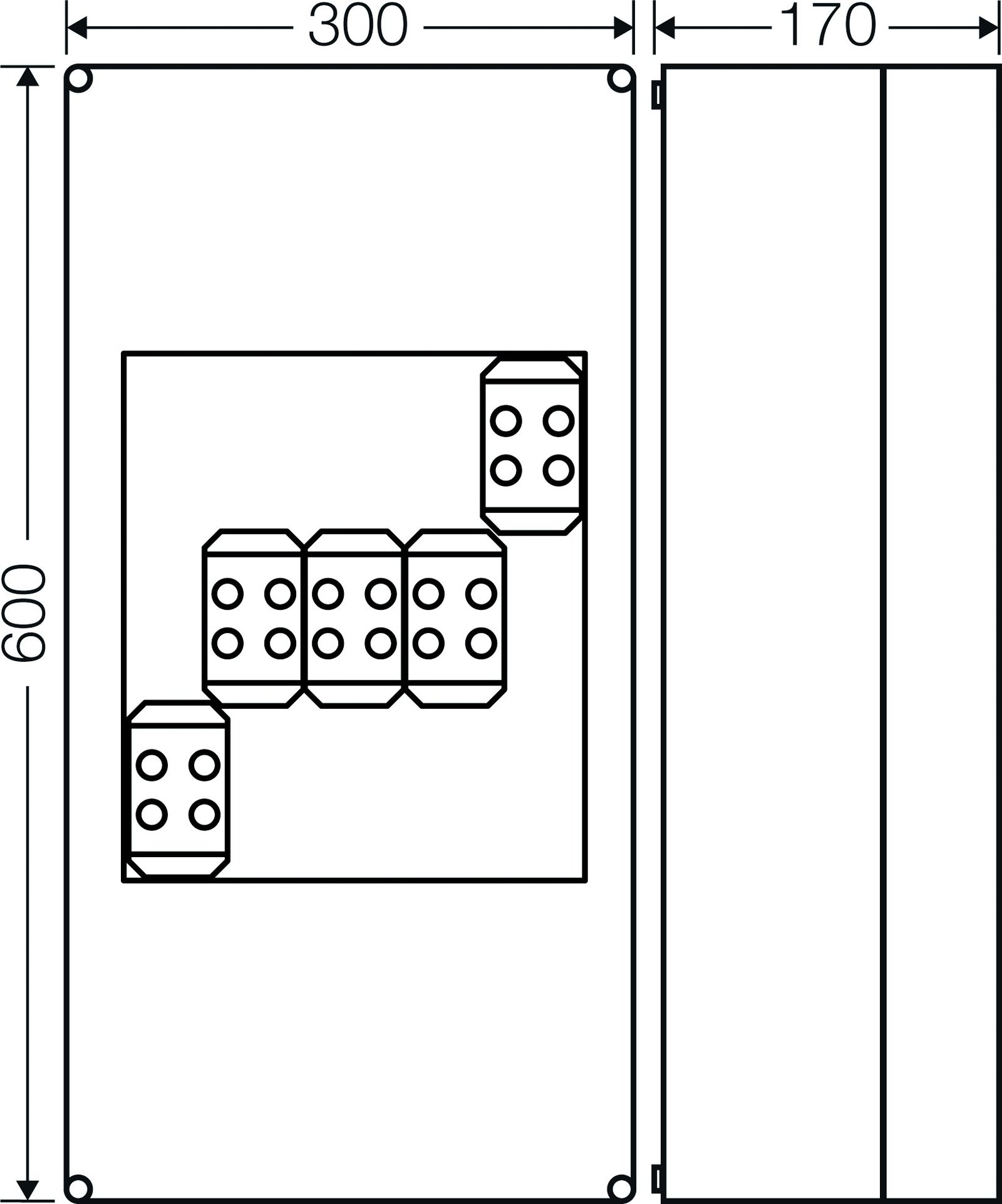 Abzweigdose IP65 240qmm 300x600x170mm gr Kst Klemm Wand/Decke hfr