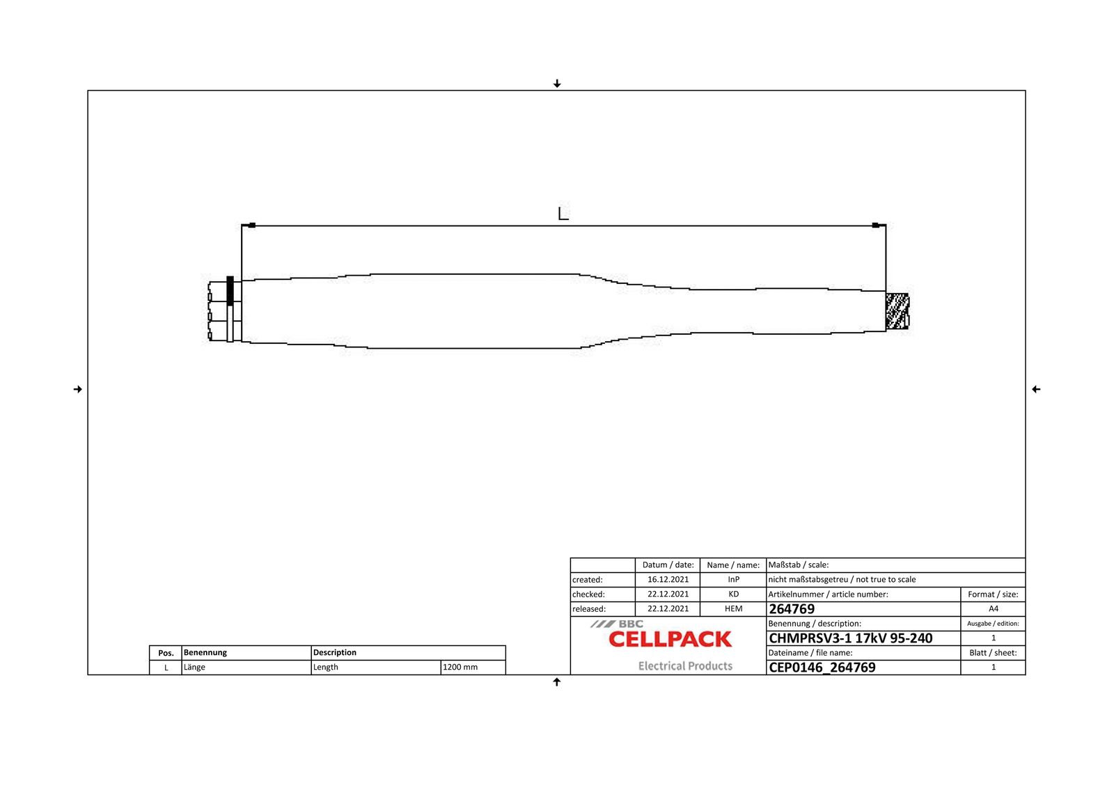 Verbindungsmuffe Warmschr 3x95-240qmm Mit konzentrischer Abschirmung