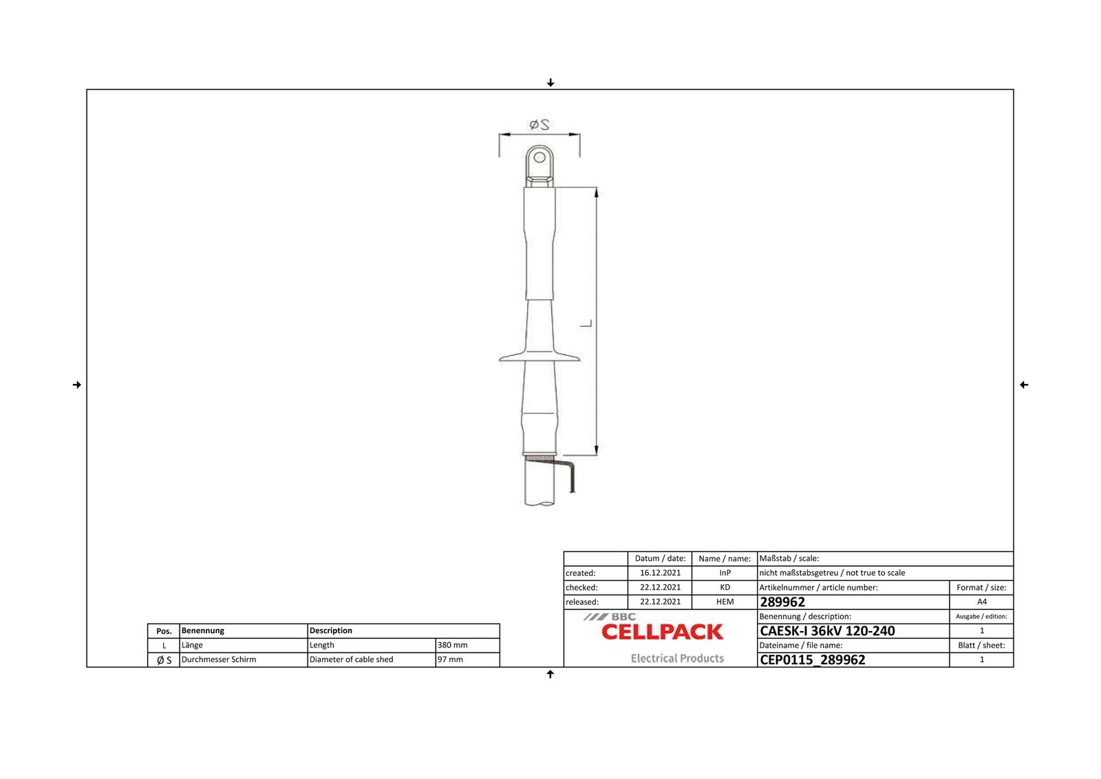 Endverschluss 18/30kV 120-240qmm 1leit Kaltschr