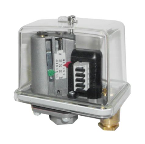 Druckschalter 0,5-8bar/Au IP65 1W/Hilf 0,2-7,5bar/Ein
