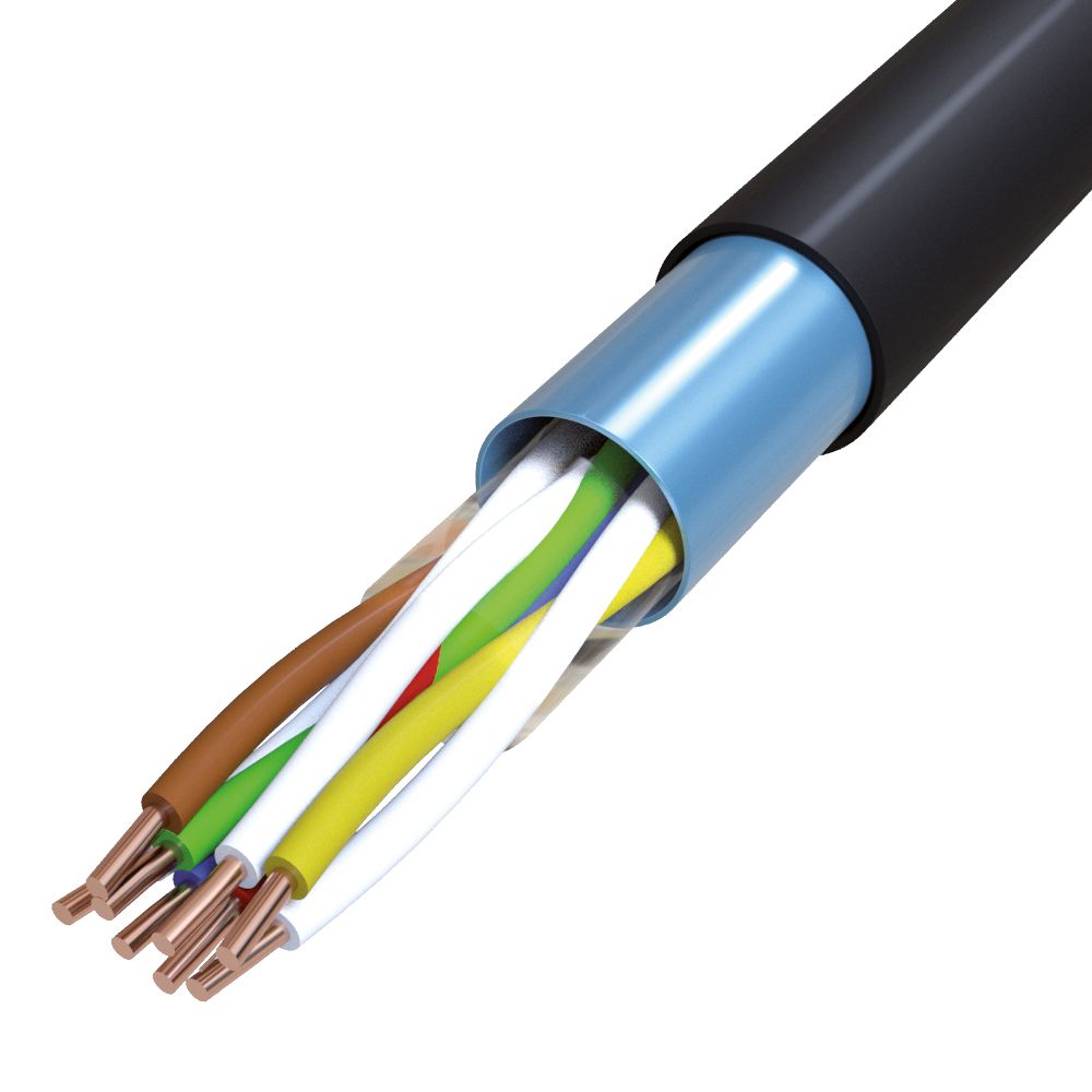 Fernmeldeaußenkabel JE-YSTY 4x2x0,8 sw TRS Kl.1 = eindrähtig Farbe + Ringe