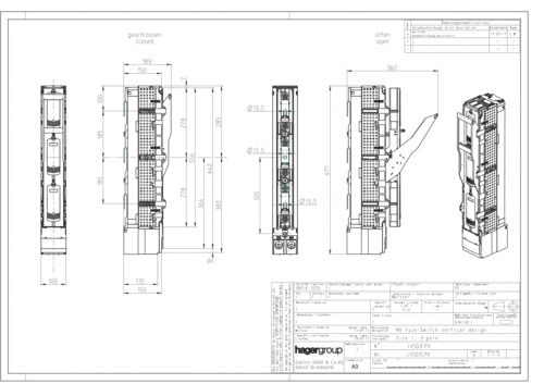 NH-Trenner 3p NH1 NH1 Reiterausf 250A Einschwenkvorrichtung