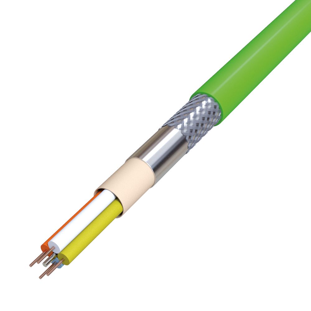 LAN-Kabel Cat5E PROFINET 2x2x0,64 gn TR500 Kl.5 = feindrähtig Polyolefine