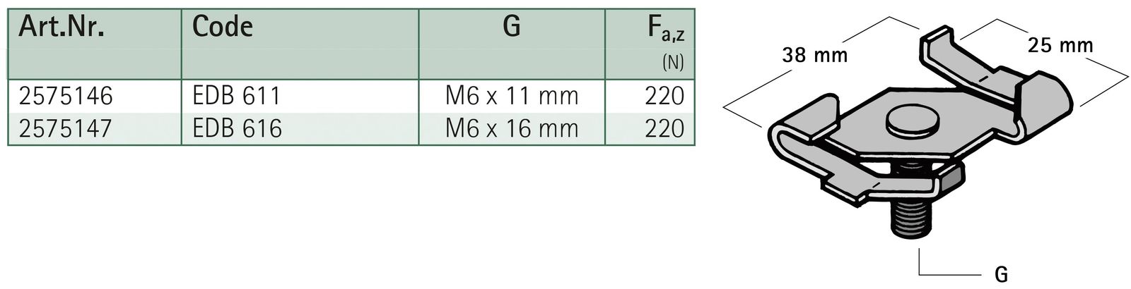 Trägerklammer M6 Federst besch