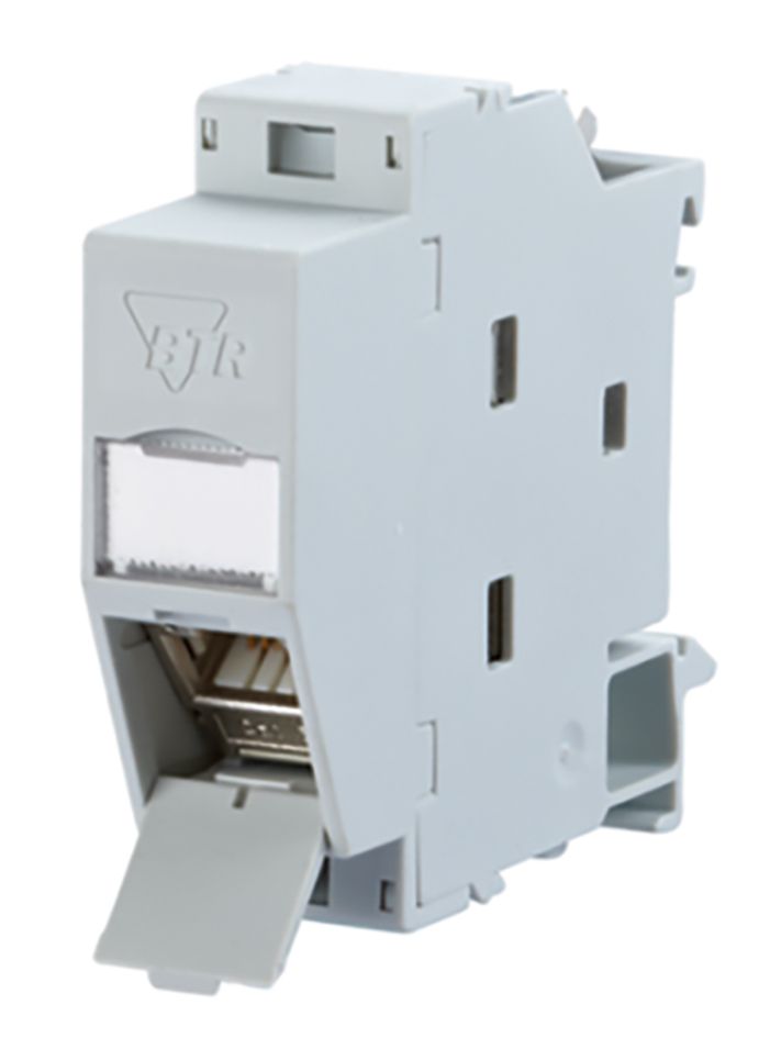 REG-Anschlussdose Cat6A 1xRJ45 gr Schneidkl m.Staubschutz