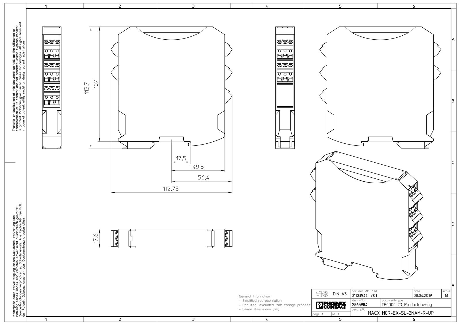 Trennschaltverstärker 2k 24-230VAC 2Eing 24-230VDC 2S/Rel 2W/Rel 2Ausg/Tr