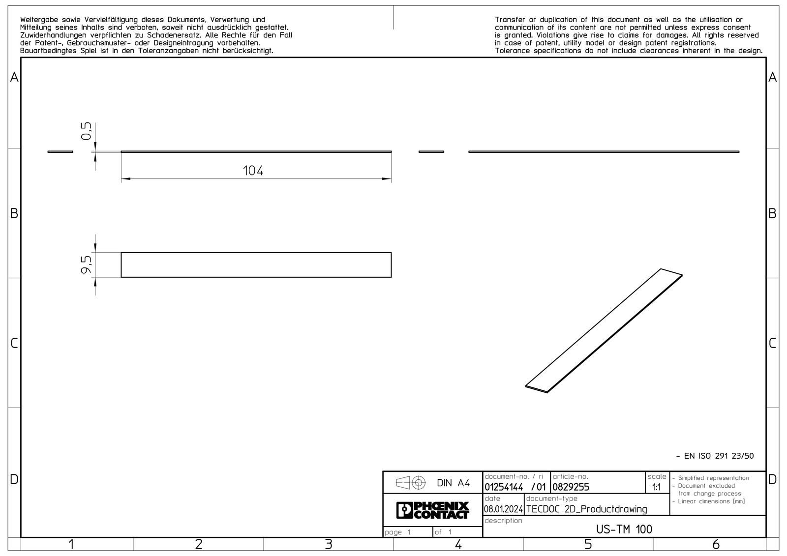 Klemmenmarkierung ws RM=104mm unbedr horiz