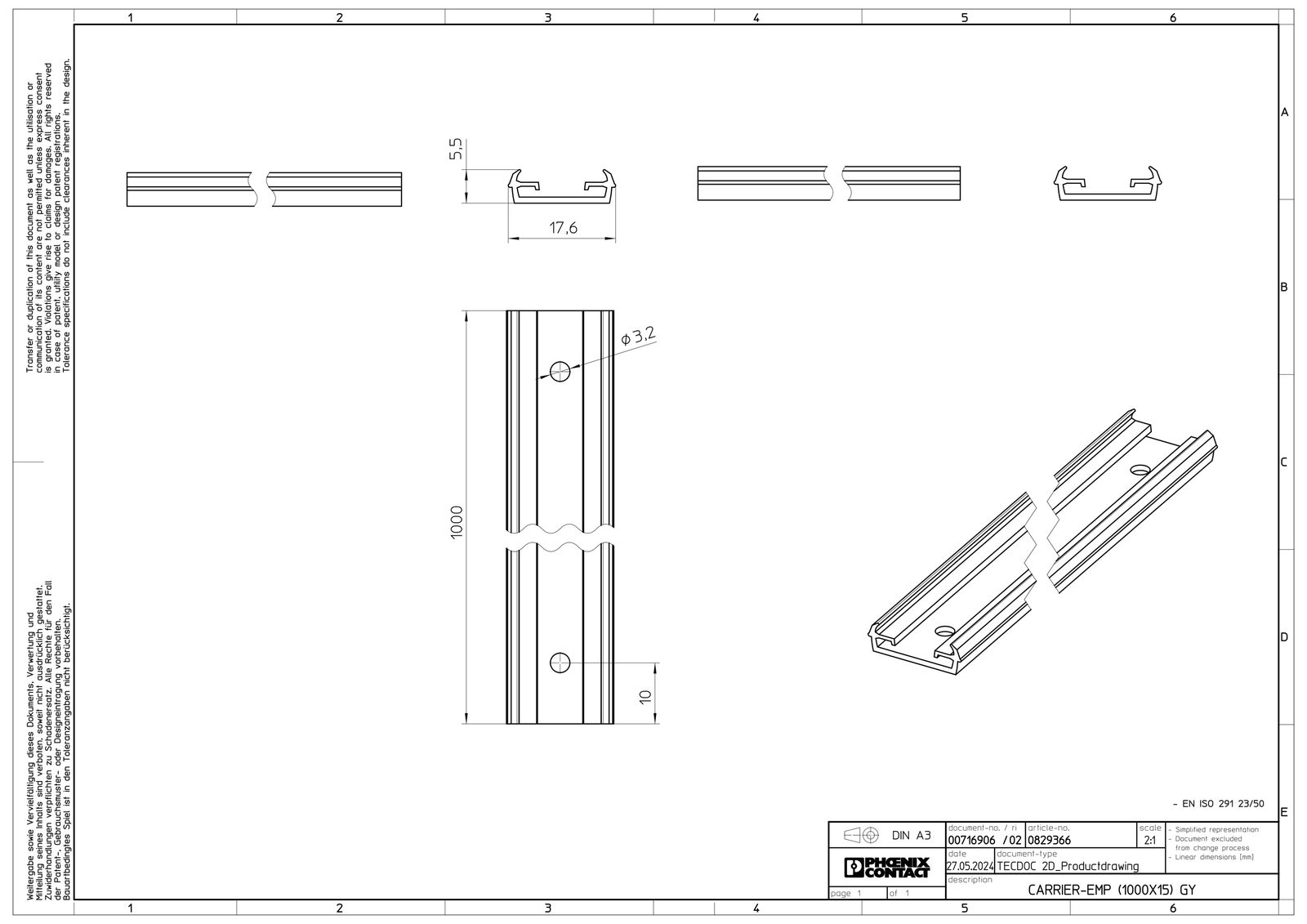 Klemmenmarkierung gr RM=1000mm unbedr horiz/vert