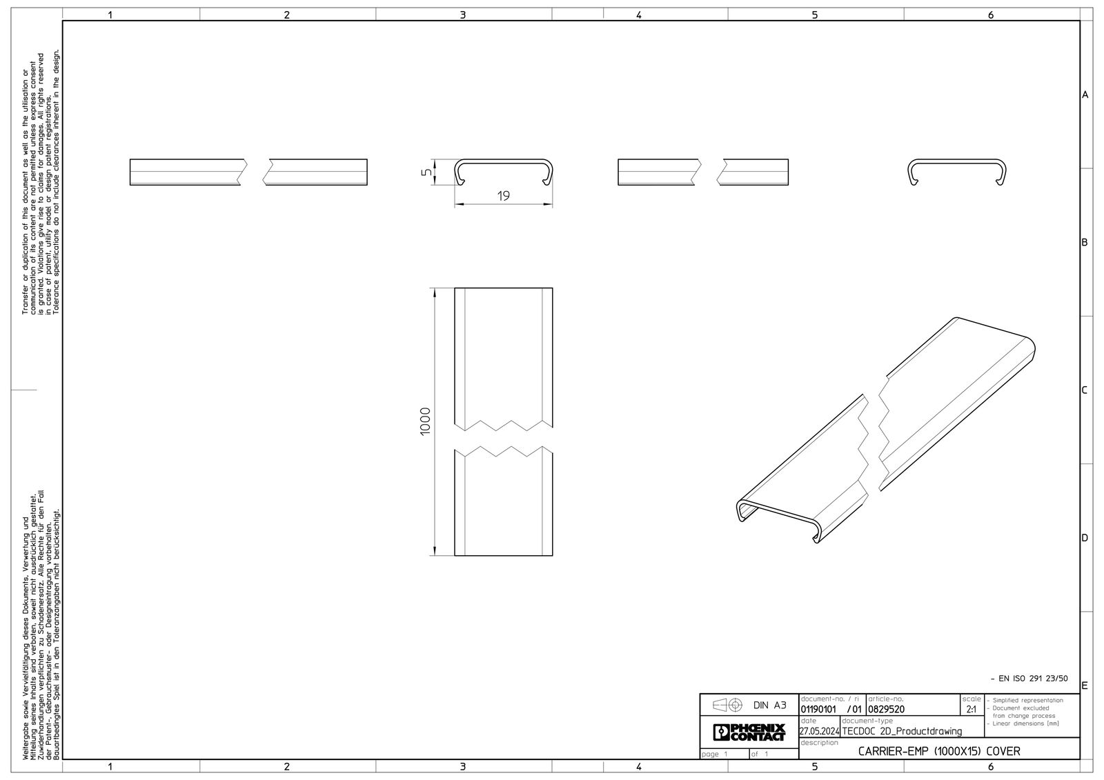 Klemmenmarkierung gr RM=1000mm unbedr horiz/vert