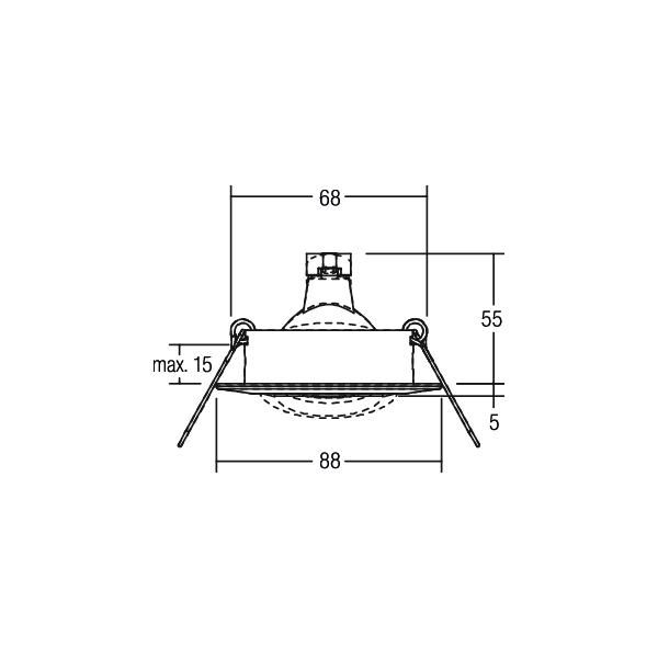 Einbaustrahler 13W Konv GX5,3 ws glz Alu IP20 Ø/EB68mm