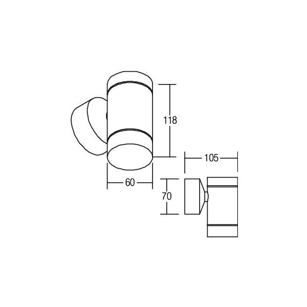 Wandanbauleuchte 35W HV edst IP44 GU10 110x70x120mm
