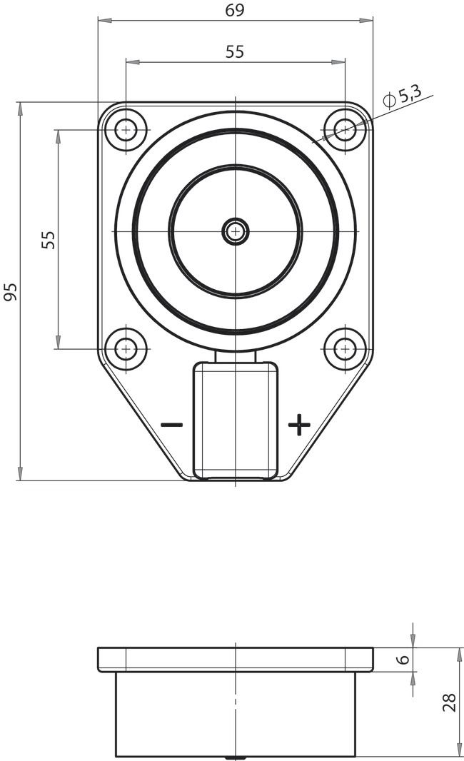 Türhaftmagnet 800N 24V DC Aufb rnd f.Wandmont Geeignet für Bodenmontage