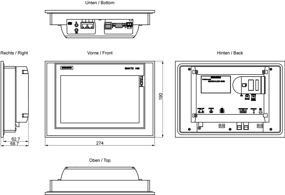 Grafik-Panel m.Farbdisplay DC 19,2-28,8V Mit Farbdisplay 2HW/IE 1HW/RS485 3HW/USB