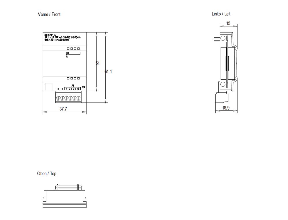 SPS-Analoges E/A-Modul 1Eing Eing.Strom Spannung Schraub