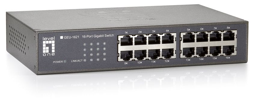 Switch 482,6mm(19) 16x10/100/1000Mbps 19Zoll-Einbau
