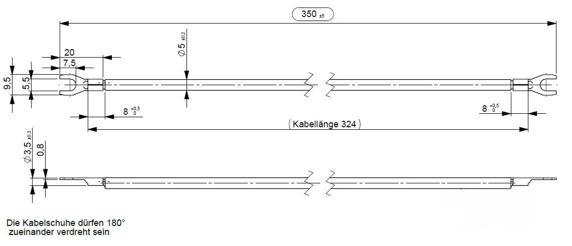 Verdrahtungsbrücke 1ph 350mm 6qmm Gabel isol sw