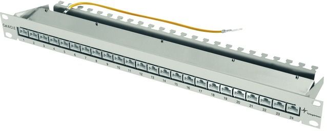 Patchpanel 24Ports 1HE Cat6A Schirm RAL7035 19Zoll-Einbau 44x482,6x110mm