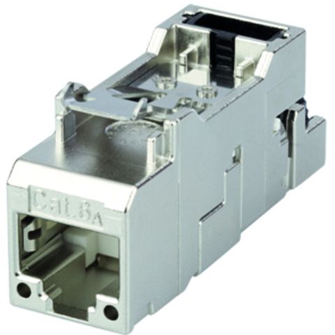 Modular-Buchse Cat6A RJ45 22-26AWG Litze Feldkonf Schirm massiv Schneidklemme IDC