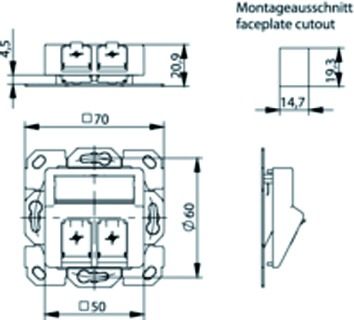 Modulaufnahme 2f IDC Kanaleinb IP20 aws Schneidklemme IDC schräg m.Staubschutz
