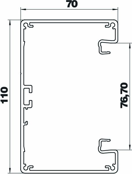 Geräteeinbaukanal Alu 110x70mm natur anod/elox GEB-K 4715qmm 2000mm