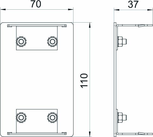 Endstück GEB-K 110x70mm Alu li/re natur hfr anod/elox