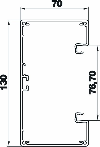 Geräteeinbaukanal Alu 130x70mm natur anod/elox GEB-K 6480qmm 2000mm