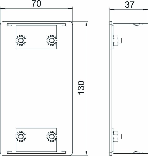 Endstück GEB-K 130x70mm Alu li/re natur hfr anod/elox