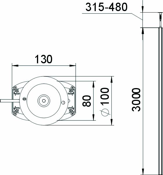 Installationssäule Alu 3300-3500mm oval eins spannen anod/elox oben