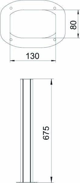 Installationssäule Alu 675mm oval eins schraub RAL9010 unten