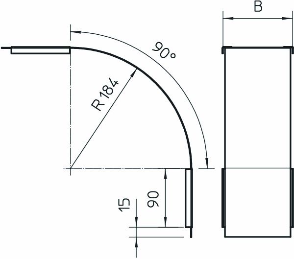 Deckel Bogen vz Drehriegel B100mm f.Kabelrinne