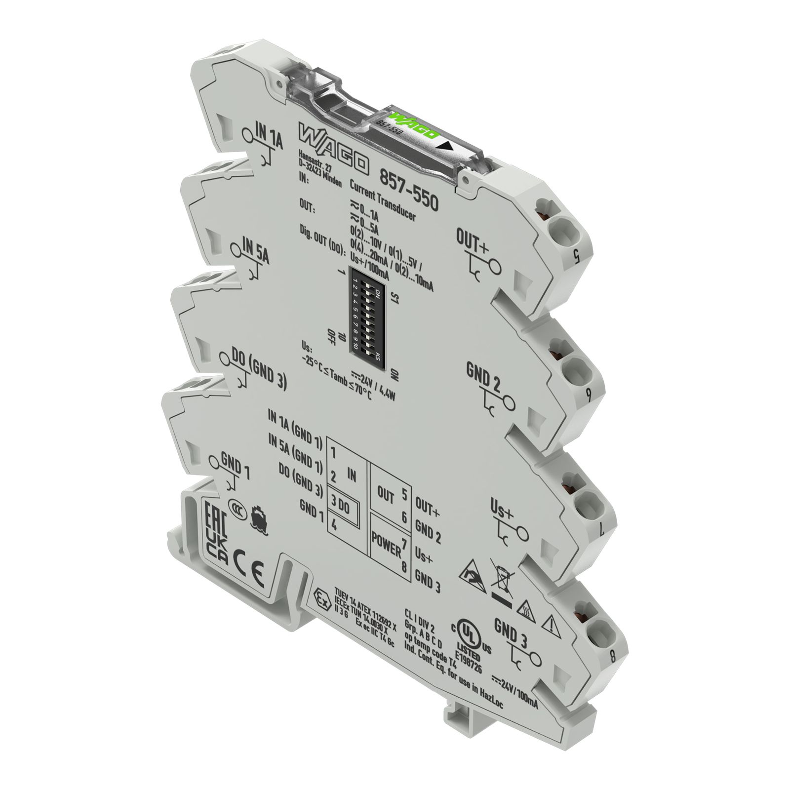 Strommessumformer 1-5A Serie 857 150Hz TS35 Hutschiene TH35