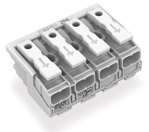 Klemmleiste 4p ws Serie 294 24A Thermopl 0,5-2,5qmm 40mm Federzugans Steckklemm
