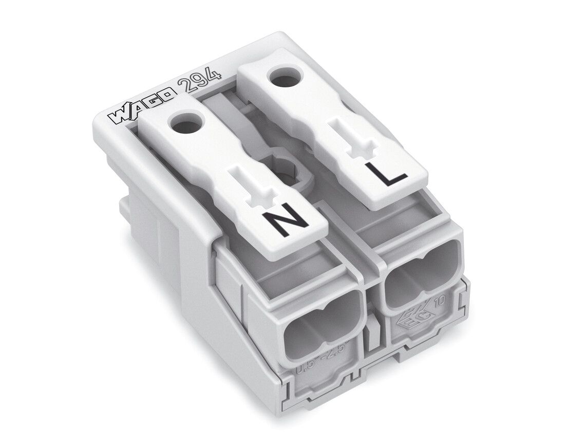 Klemmleiste 2p ws Serie 294 24A Thermopl 0,5-2,5qmm 20mm Federzugans Steckklemm