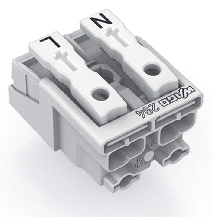 Klemmleiste 2p ws Serie 294 24A Thermopl 0,5-2,5qmm 20mm Federzugans Steckklemm