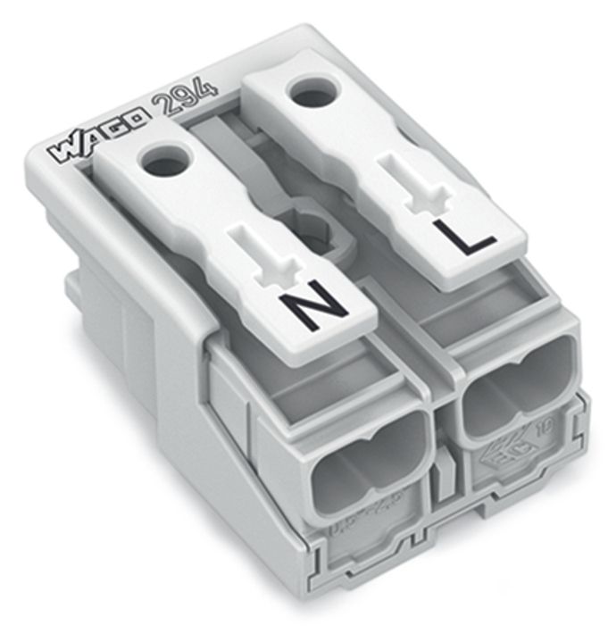 Klemmleiste 2p ws Serie 294 24A Thermopl 0,5-2,5qmm 20mm Federzugans Steckklemm