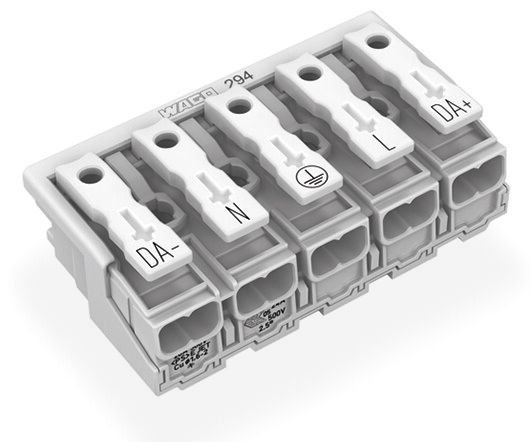 Klemmleiste 5p ws Serie 294 24A Thermopl 0,5-2,5qmm 50mm Federzugans Steckklemm