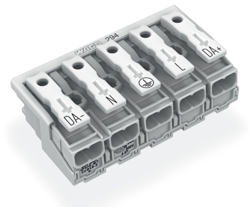 Klemmleiste 5p ws Serie 294 24A Thermopl 0,5-2,5qmm 50mm Federzugans Steckklemm