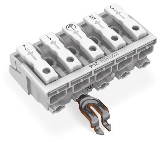 Klemmleiste 5p ws Serie 294 24A Thermopl 0,5-2,5qmm 50mm Federzugans Steckklemm