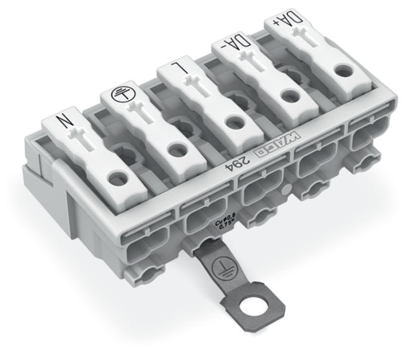 Klemmleiste 5p ws Serie 294 24A Thermopl 0,5-2,5qmm 50mm Federzugans Steckklemm